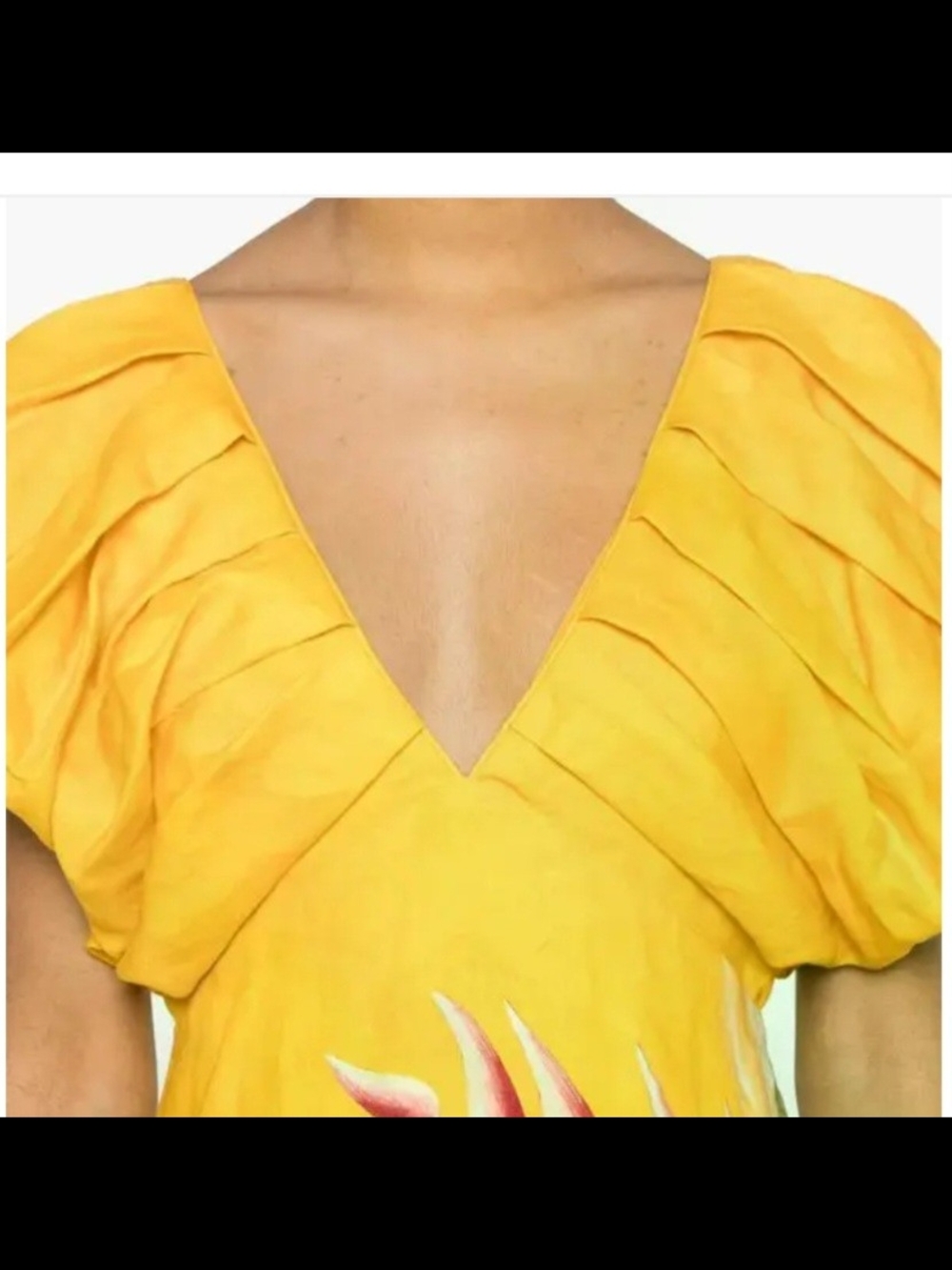 FARM Rio Yellow Tropical-Print Ruffle-Shoulder Midi Dress - Picture 2 of 4